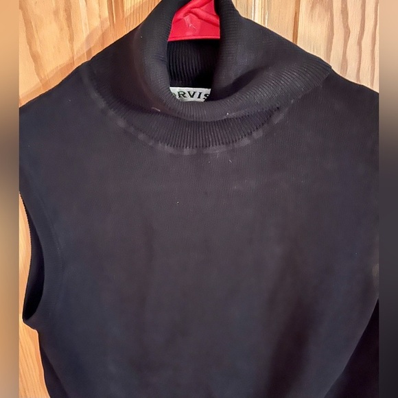 Orvis Black 100% Silk Sleeveless Cropped Turtleneck Top Size S/M Light Ribbed - Picture 5 of 12